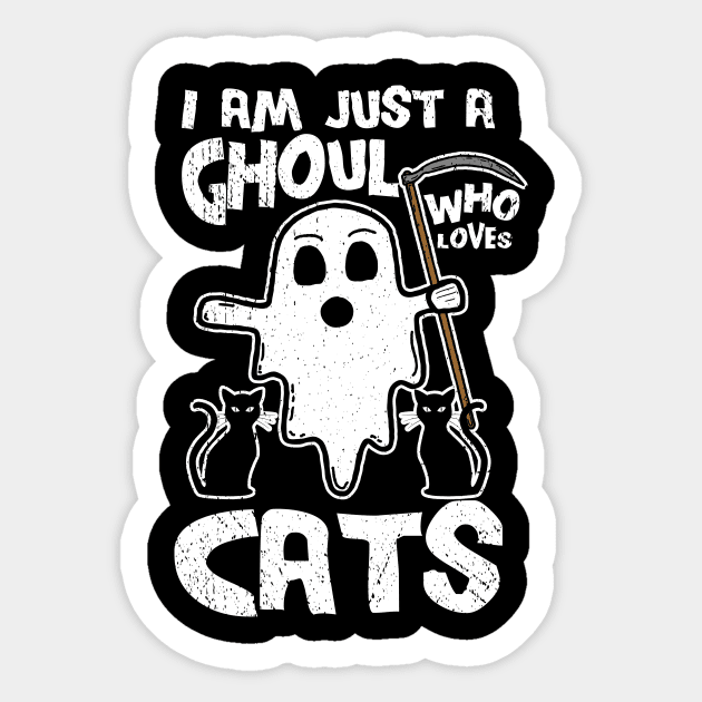 I Am Just A Ghoul Who Loves Cats Sticker by KawaiinDoodle